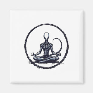 meditierender Außerirdischer lustige Sci-Fi-Horror Magnet