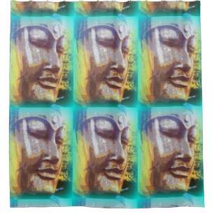 meditierender Buddha-Gesichtsbild Duschvorhang
