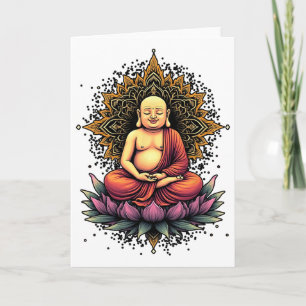 meditierender Buddha spirituelle Kunst im Vintage- Karte