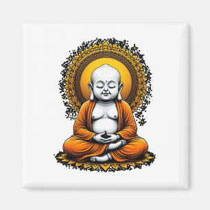 meditierender Buddha spirituelle Kunst im Vintage- Magnet