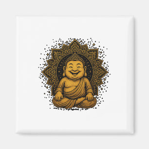 meditierender Buddha spirituelle Kunst im Vintage- Magnet