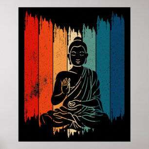 Meditierender Buddha Vintage Retro Buddha Poster