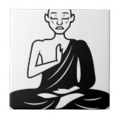 Meditierender Schwarzweiss-Mönch Fliese (Vorderseite)