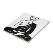 Meditierender Schwarzweiss-Mönch Fliese (Seite)