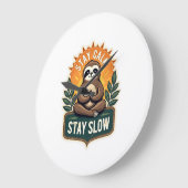 Meditierendes Faultier Vintage Entspannter Geist T Große Wanduhr (Winkel)