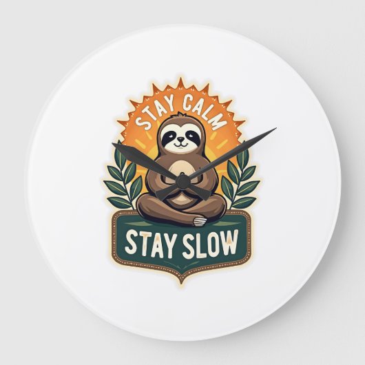 Meditierendes Faultier Vintage Entspannter Geist T Große Wanduhr (Vorderseite)