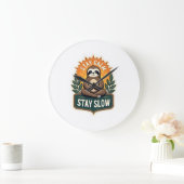 Meditierendes Faultier Vintage Entspannter Geist T Große Wanduhr (Zuhause)