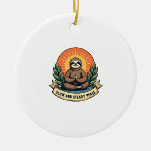 Meditierendes Faultier Vintage Entspannter Humor D Keramik Ornament