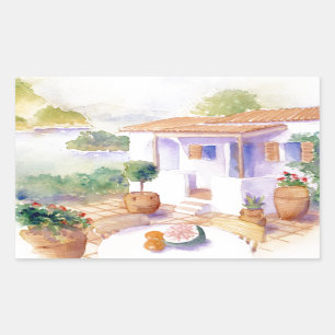 Meditteranean Landhaus Rechteckaufkleber Rechteckiger Aufkleber