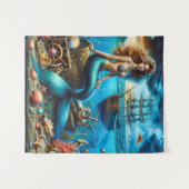 Medium (50" x 60") Bänder Mermaid Wandteppich (Vorderseite (Horizontal))