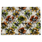 Medium Abstract Alcohol Wash Pen and Ink Flowers Große Geschenktüte (Vorderseite)