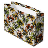Medium Abstract Alcohol Wash Pen and Ink Flowers Große Geschenktüte (Rückseite Schrägansicht)