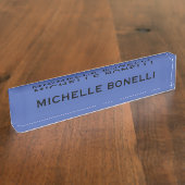 Medium Blue Minimalist Plain Legible Modern Namensplakette (Seite)