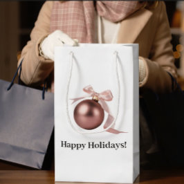 MEDIUM DUSTY ROSE HOLIDAY ORNAMENT GIFT BAG MITTLERE GESCHENKTÜTE