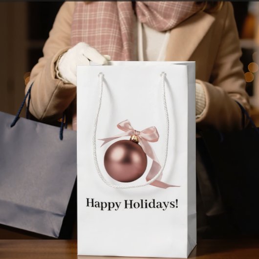 MEDIUM DUSTY ROSE HOLIDAY ORNAMENT GIFT BAG MITTLERE GESCHENKTÜTE