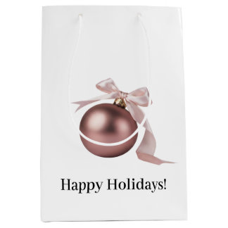 MEDIUM DUSTY ROSE HOLIDAY ORNAMENT GIFT BAG MITTLERE GESCHENKTÜTE