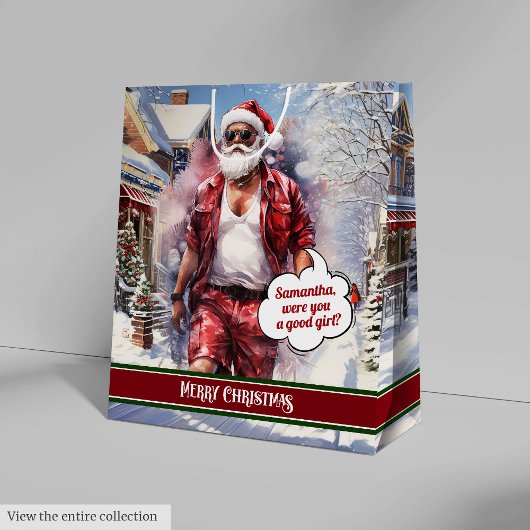 Medium Gift Bag Cool Santa Christmas Organizer Mittlere Geschenktüte