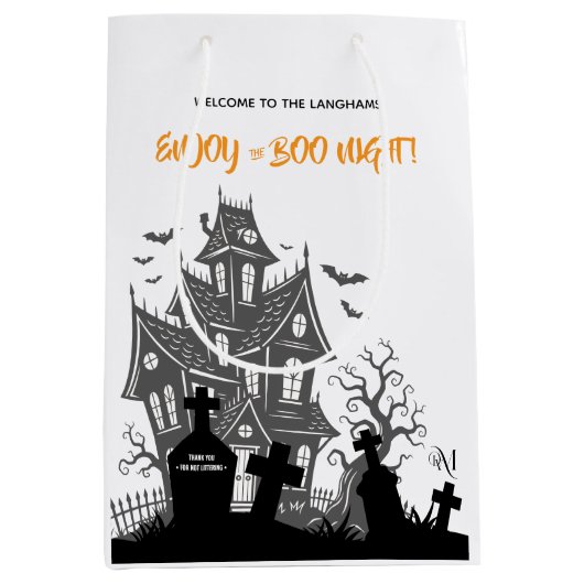 Medium Gift Bag : HALLOWEEN Home (white) Mittlere Geschenktüte (Vorderseite)