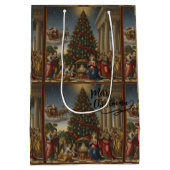 Medium Nativity Santa Christmas Gift Bag Mittlere Geschenktüte (Rückseite)