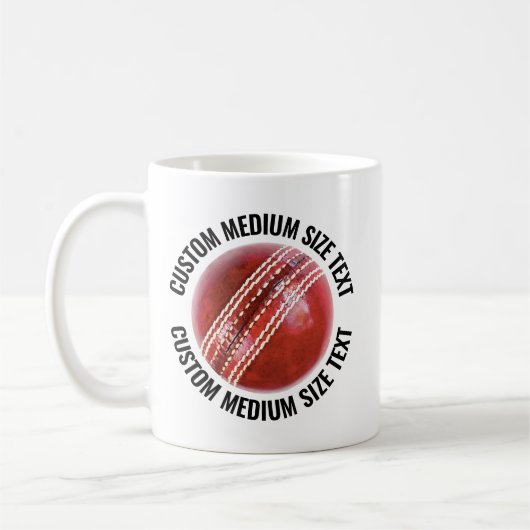 Medium Personalized Text Cricket Ball 11oz. Custom Kaffeetasse (Links)