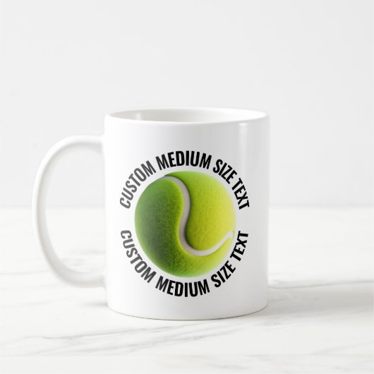 Medium Personalized Text Tennis Ball  11oz. Custom Kaffeetasse (Links)