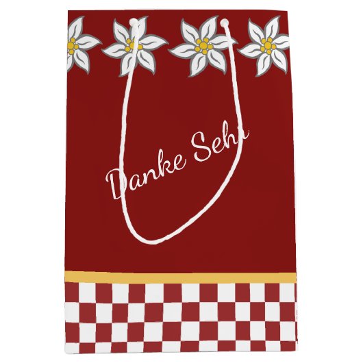 Medium Red Edelweiss Geschenktasche Mittlere Geschenktüte (Vorderseite)
