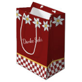 Medium Red Edelweiss Geschenktasche Mittlere Geschenktüte (Vorderseite Schrägansicht)