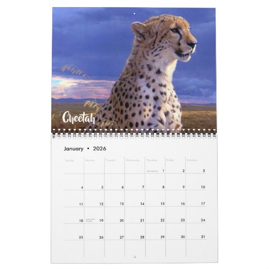 Medium Size Exotic Animals Calendar Kalender (Jan 2026)