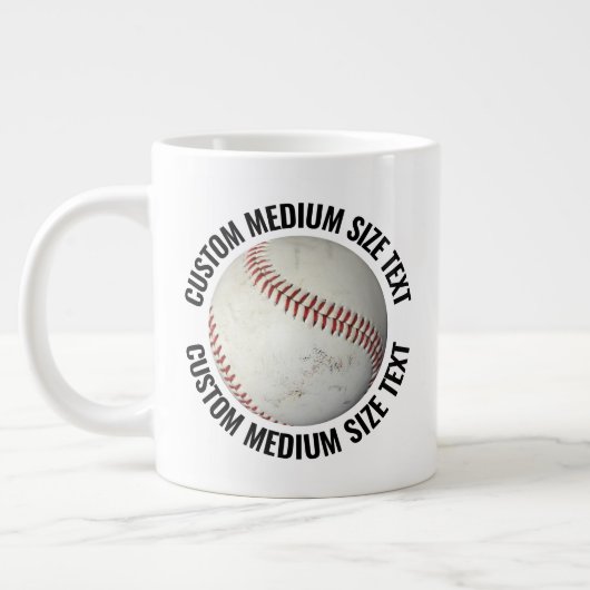 Medium Size Personalized Text Baseball Custom Jumbo-Tasse (Links)