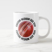 Medium Size Personalized Text Cricket Ball Custom Jumbo-Tasse (Rechts)