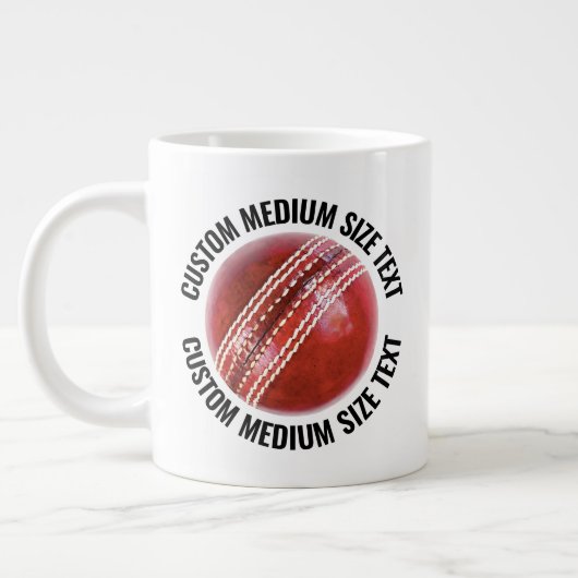 Medium Size Personalized Text Cricket Ball Custom Jumbo-Tasse (Links)