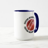 Medium Text NAVY BLAU Combo 15oz Custom Cricket Tasse (VorderseiteRechts)