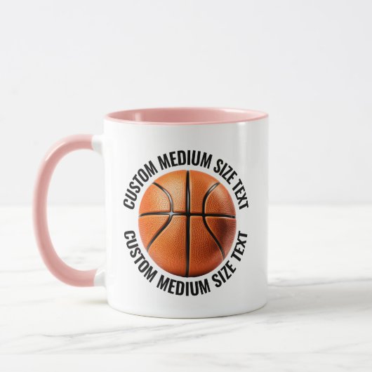 Medium Text PINK Combo 11oz Individueller Basketba Tasse (Links)
