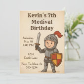 Medival Knight Birthday Einladung (Stehend Vorderseite)
