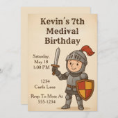 Medival Knight Birthday Einladung (Vorne/Hinten)