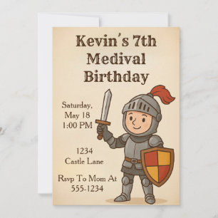 Medival Knight Birthday Einladung