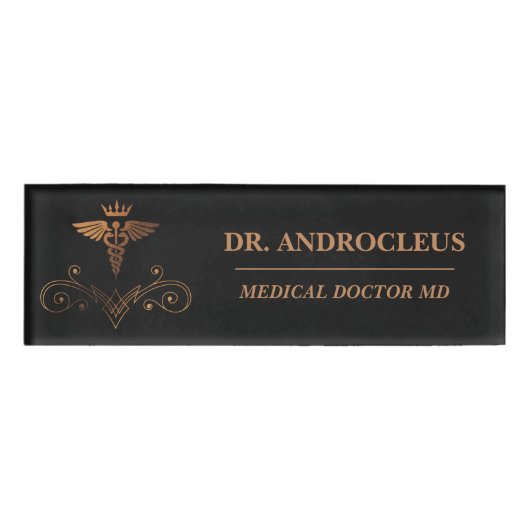 Medizin Black Gold Caduceus Namenschild (Vorderseite)