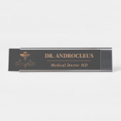 Medizin Black Gold Caduceus Schreibtischnamensplakette (Vorderseite )