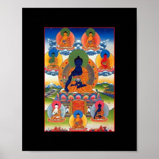 Medizin Buddha tibetische buddhistische Kunst Poster (Vorne)