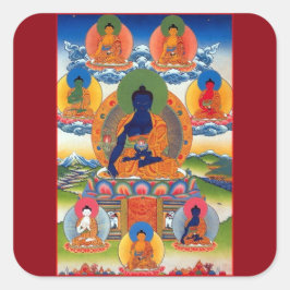 Medizin Buddha tibetische buddhistische Kunst Quadratischer Aufkleber