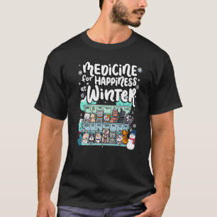 Medizin Für Glück An Winter-Wochentagen Tage Katze T-Shirt