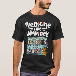 Medizin für Glück Pillenbox Tiere Katzenrassen T-Shirt