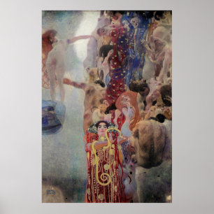 Medizin — Gustav Klimt (AI-Farbrekonstruktion) Poster