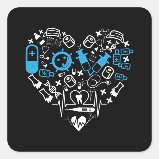 Medizin - Herz aus der Medizintechnik Quadratischer Aufkleber (Vorderseite)