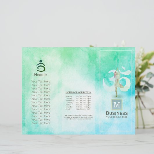 Medizin Lehrer Wasserfarbe Yoga Pose Om Signage (Stehend Vorderseite)