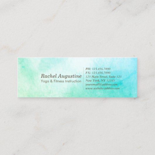 Medizin Lehrer Wasserfarbe Yoga Pose Om Signage Mini Visitenkarte (Rückseite)