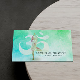 Medizin Lehrer Wasserfarbe Yoga Pose Om Signage Visitenkarte