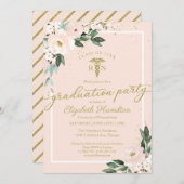 Medizin Nursing School Grad Party Rosa Bläschen Einladung (Vorne/Hinten)