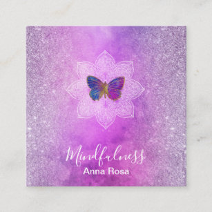*~* Medizin Reiki Mindfulness Mandala Schmetterlin Quadratische Visitenkarte