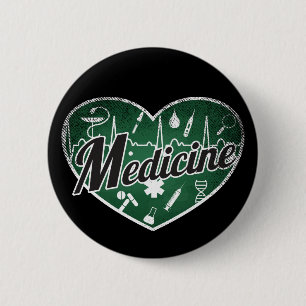 Medizin Retro Heart Blackboard Liebe Button